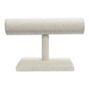 7" x 5" Beige Linen Wrapped Oval Single Round T-Bar Jewelry Display Watches Necklaces Bracelets Holder