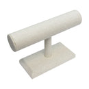 7" x 5" Beige Linen Wrapped Oval Single Round T-Bar Jewelry Display Watches Necklaces Bracelets Holder