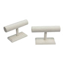 7" x 5" Beige Linen Wrapped Oval Single Round T-Bar Jewelry Display Watches Necklaces Bracelets Holder