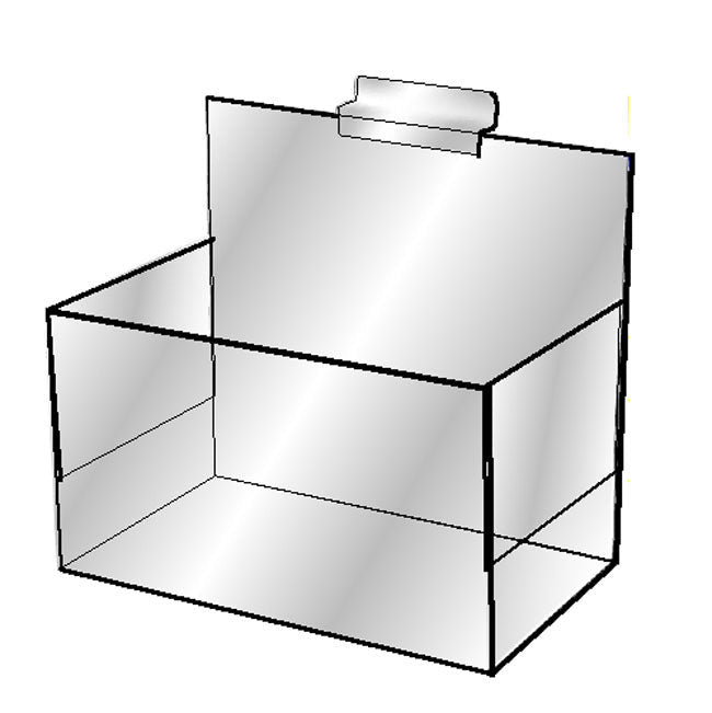 7'' x 4'' x 7'' Clear Acrylic Lucite Bin Holder Slatwall Display Rack Fixture