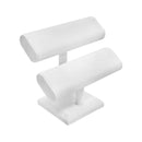 7-1/2''L x 7''H White Faux Leather Double Oval T-Bar Jewelry Display Bracelet Holder Fixture Leatherette