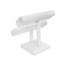 7-1/2''L x 7''H White Faux Leather Double Oval T-Bar Jewelry Display Bracelet Holder Fixture Leatherette