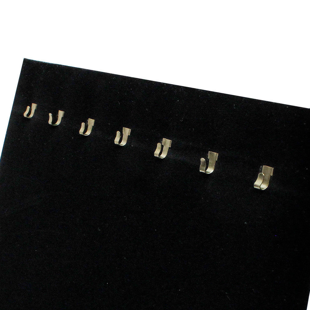 7-1/2''W x 14''H Black Velvet 7 Hook Easel Stand Necklace Chain Jewelry Display