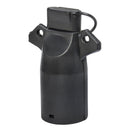 Black 7-way RV blade to 4-wire flat trailer light adapter plug with dust cover.