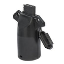 Waterproof trailer light adapter converting 7-way RV blade to 4-flat connector.