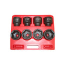 Set of 3/4" drive impact sockets with jumbo sizes up to 2-1/2 inch in storage box.