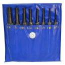 8 Pc Steel Drive Pin Punch Set 4'' Long Knurled Body Punches Tool Set