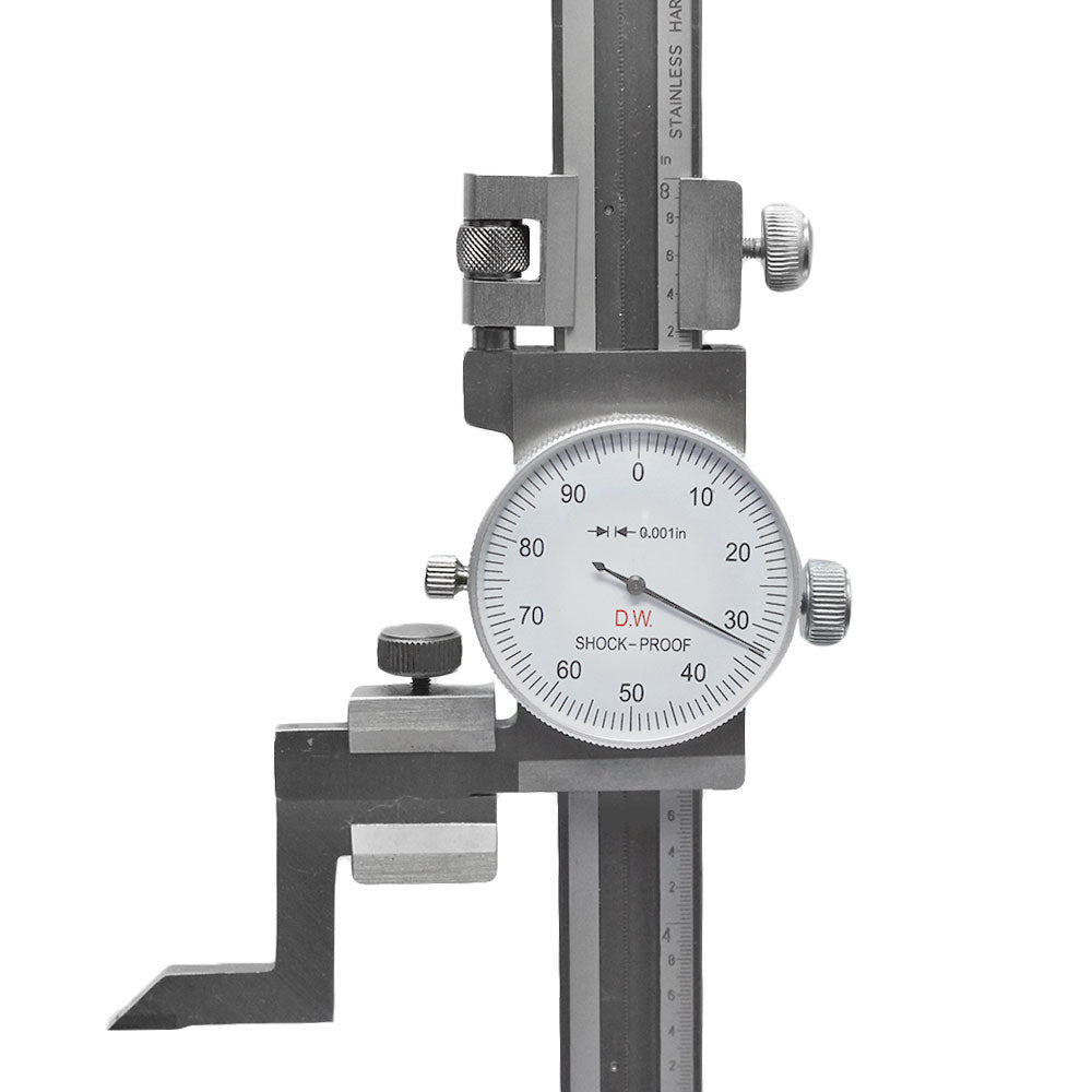 8'' Dial Height Gauge Graduation .001'' Shock Proof Stainless Steel White Dial Height Gage