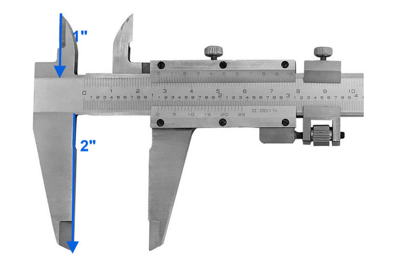 8''/200mm Stainless Steel Vernier Caliper .001'' Graduation Long Jaws Vernier Scales