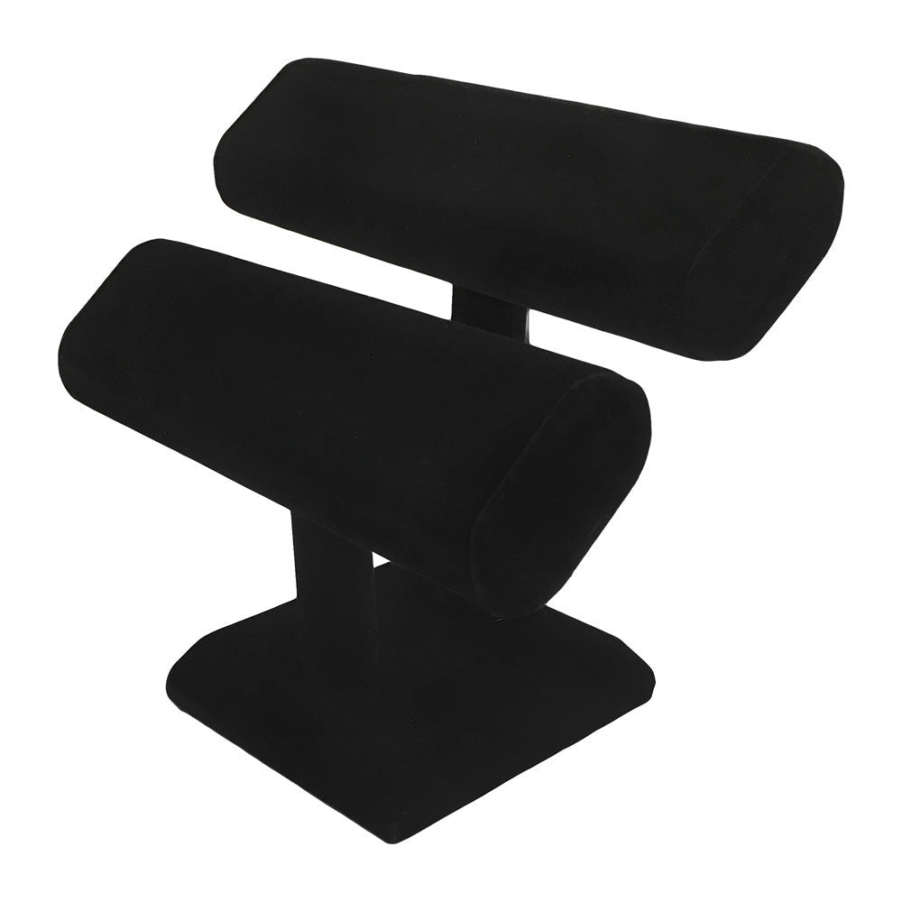 8''L x 7-1/4''H Black Velvet Double Oval T-Bar Jewelry Display Bracelet Holder