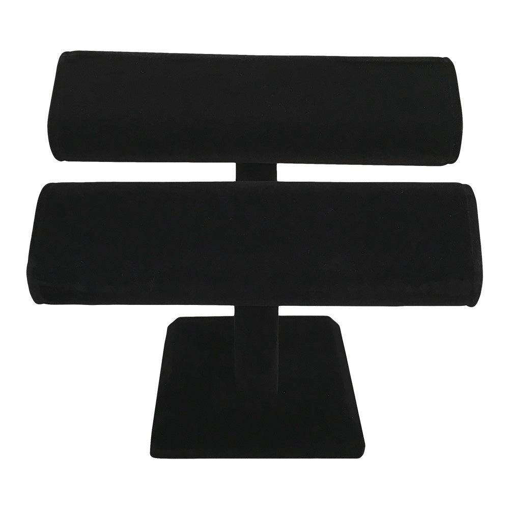8''L x 7-1/4''H Black Velvet Double Oval T-Bar Jewelry Display Bracelet Holder