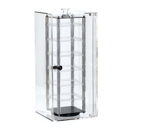 8''L x 8''W x 18-1/2''H Acrylic Revolving Locking Earring Display 2 keys Retail
