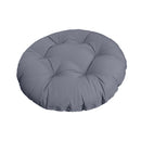 Top view of round papasan cushion, 48-inch diameter, thick padded design

