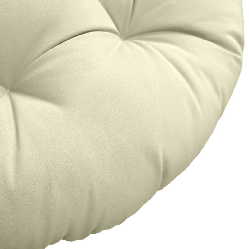 Close-up of papasan cushion fabric and tufted stitching detail