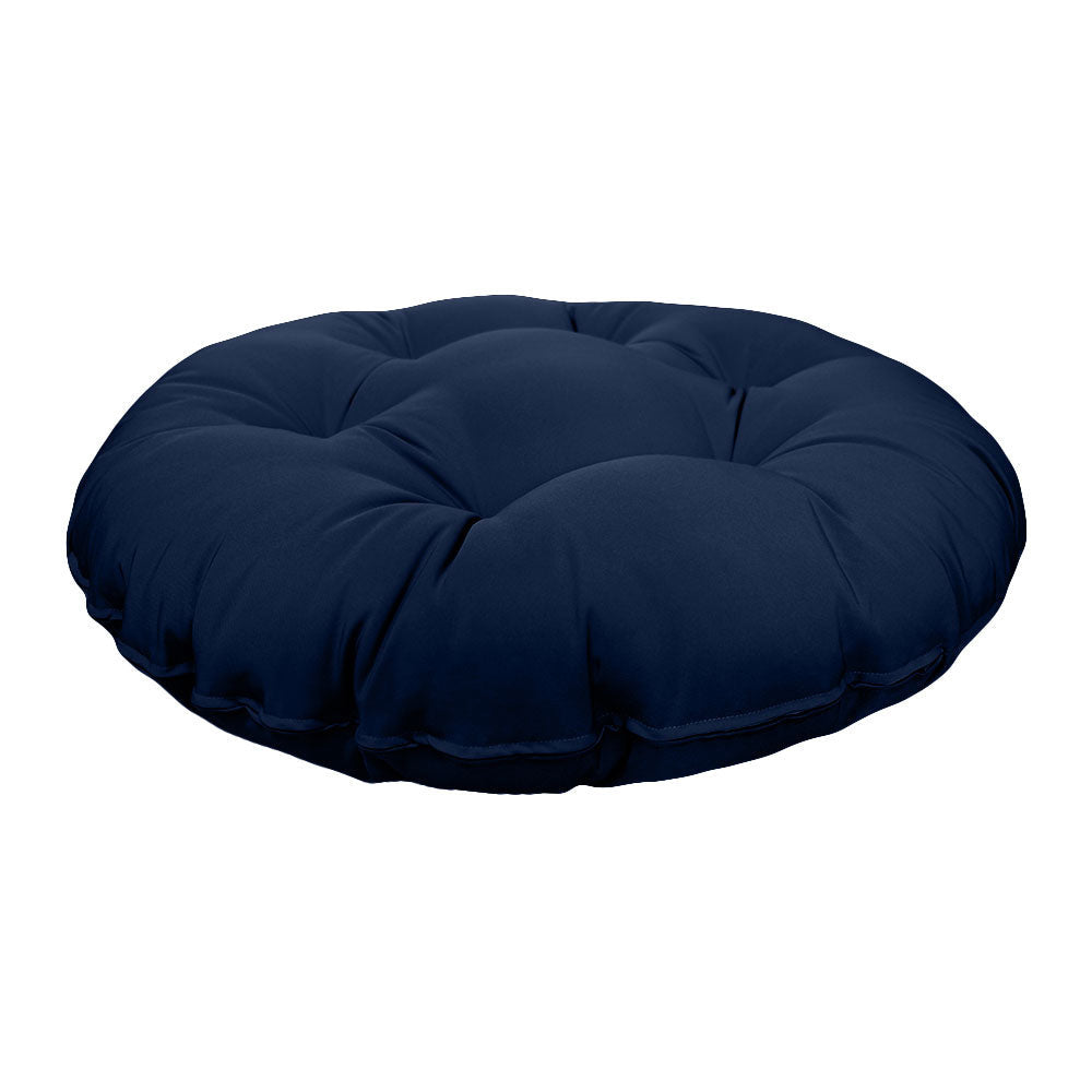 Side view of round papasan cushion, 44-inch diameter, thick padded design