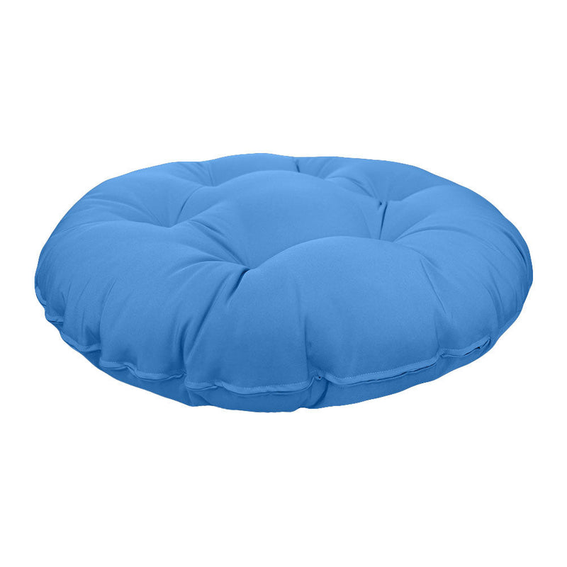 Side view of round papasan cushion, 44-inch diameter, thick padded design