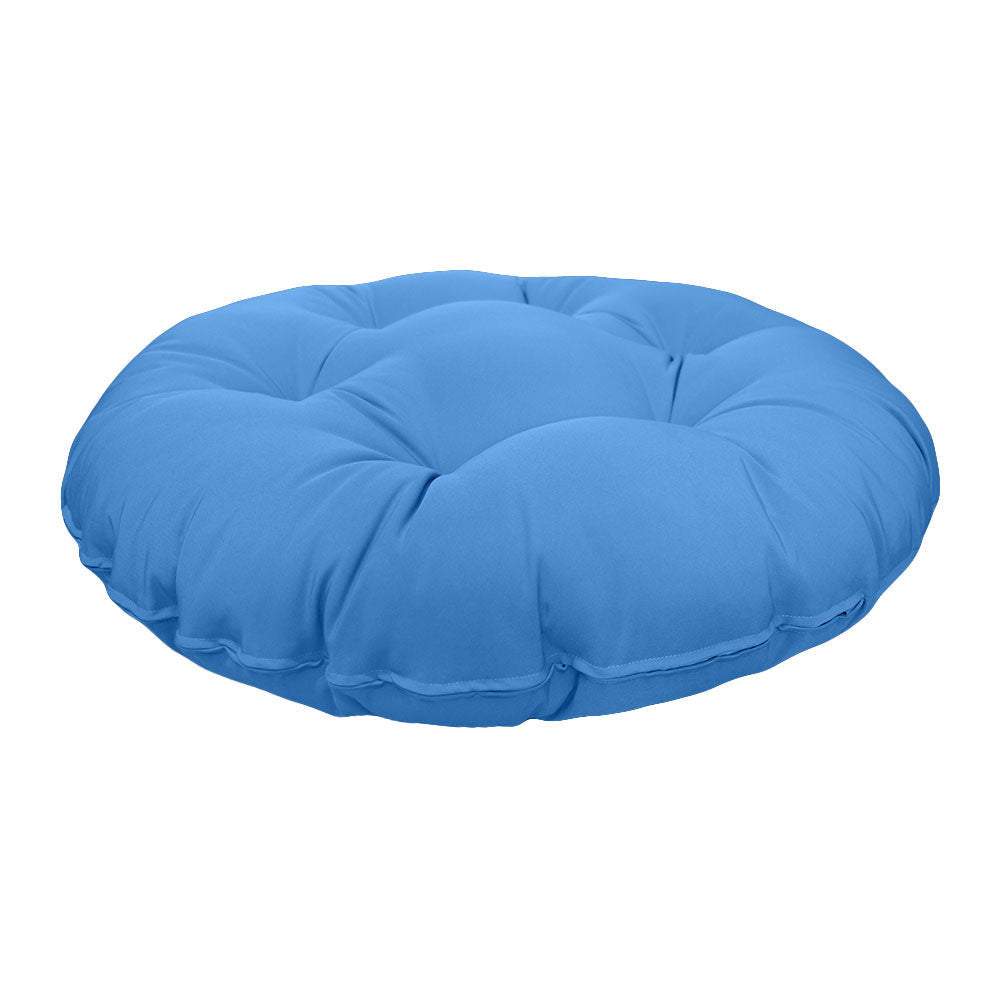 Side view of round papasan cushion, 48-inch diameter, thick padded design