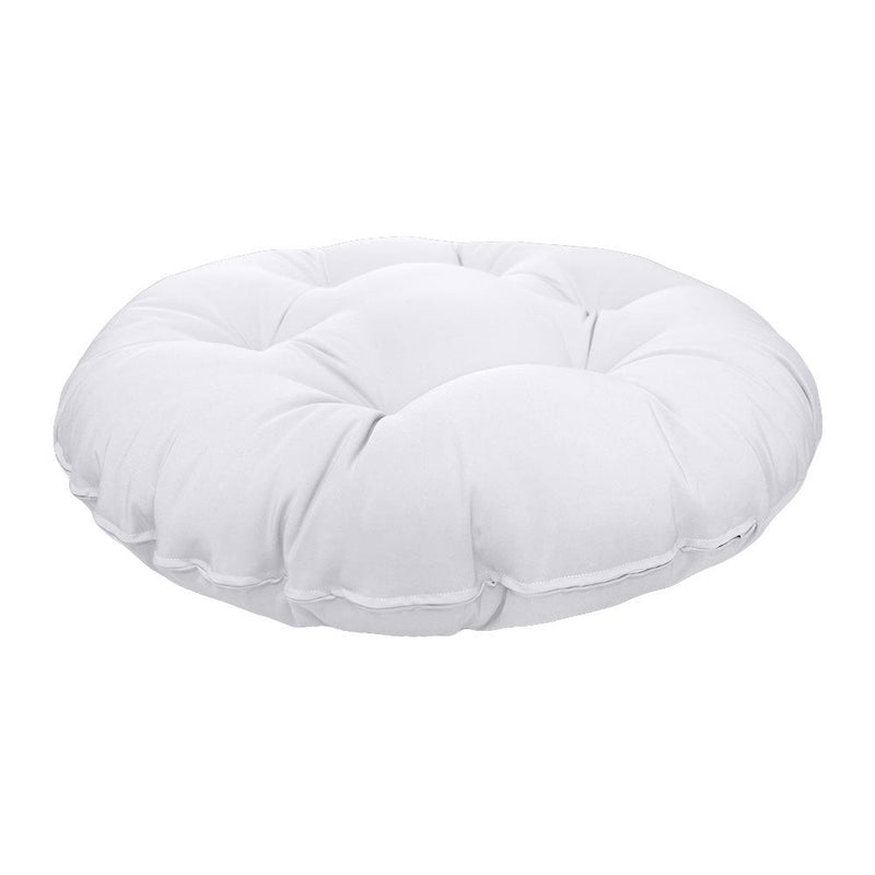 Side view of round papasan cushion, 48-inch diameter, thick padded design