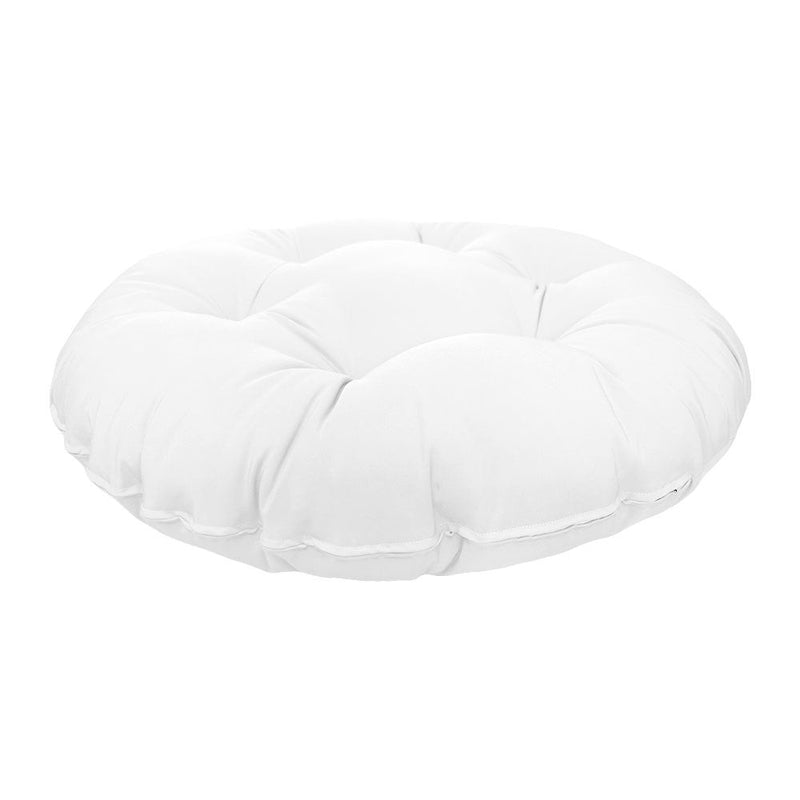 Side view of round papasan cushion, 44-inch diameter, thick padded design