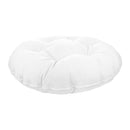 Side view of round papasan cushion, 48-inch diameter, thick padded design