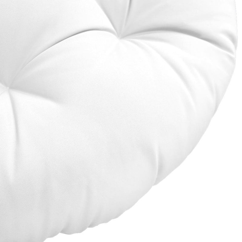 Close-up of papasan cushion fabric and tufted stitching detail.