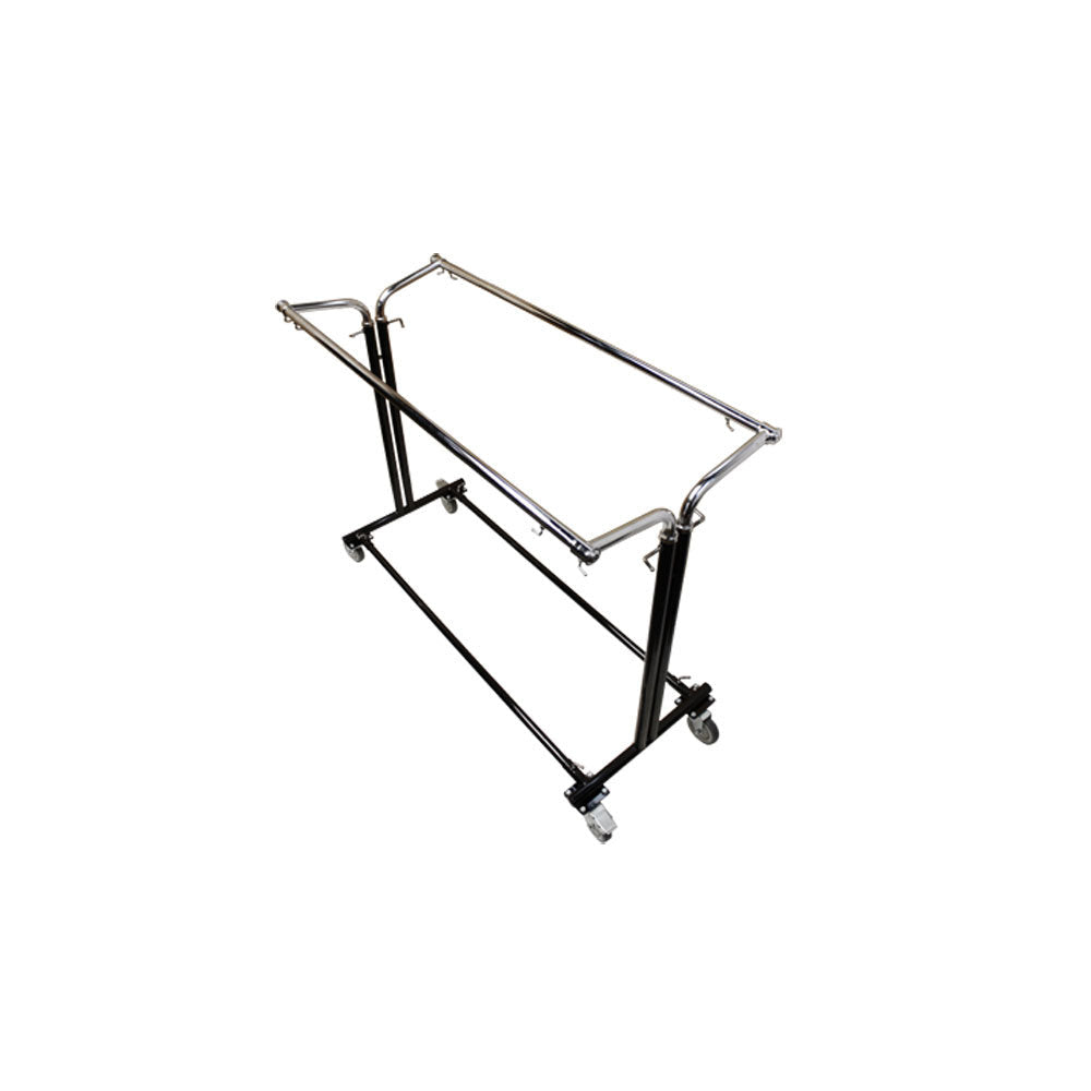 Adjustable Double Parrallel Bar Retail Rack Clothes Hanger w- Swivel Wheels Lock