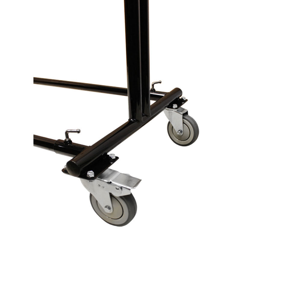 Adjustable Double Parrallel Bar Retail Rack Clothes Hanger w- Swivel Wheels Lock