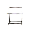 Adjustable Double Parrallel Bar Retail Rack Clothes Hanger w- Swivel Wheels Lock