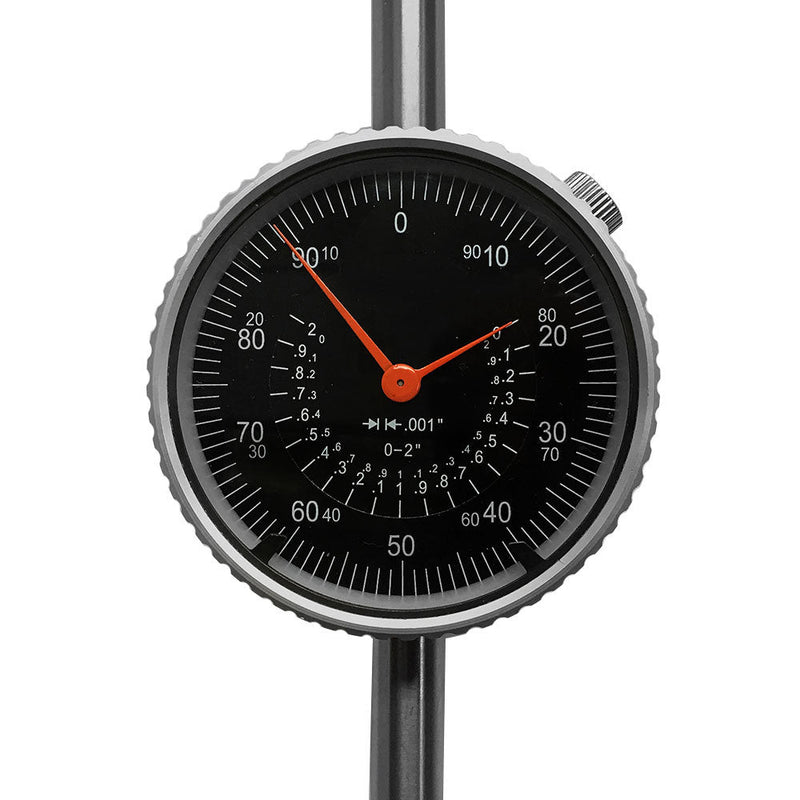 Black 0-2'' Dial Indicator .001 GRAD Lug Back Travel Dial Indicator Lathe Precision