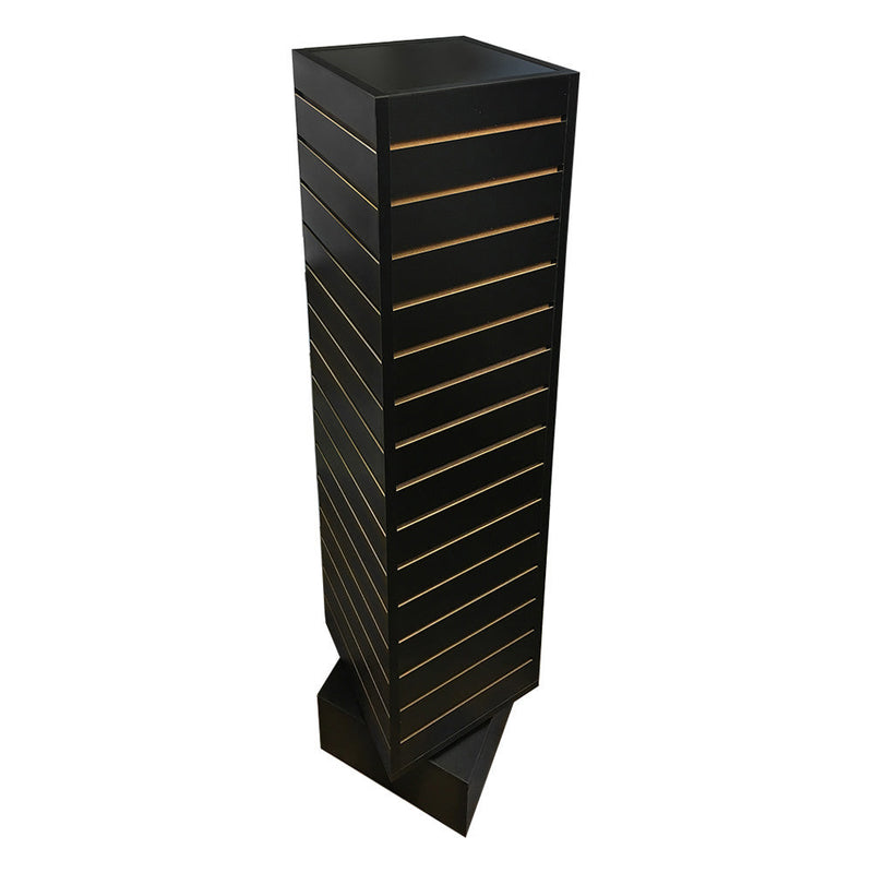 BLACK 12'' x 12'' x 54'' Revolving Slatwall Floor Display Rotating 4 Sided Retail Fixture
