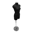 Black 22''-43''H Adjustable Female Mannequin Torso Form Neck Block With Chrome Base