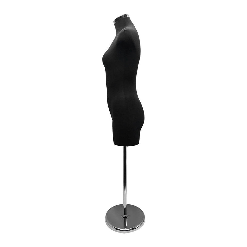 Black 22''-43''H Adjustable Female Mannequin Torso Form Neck Block With Chrome Base