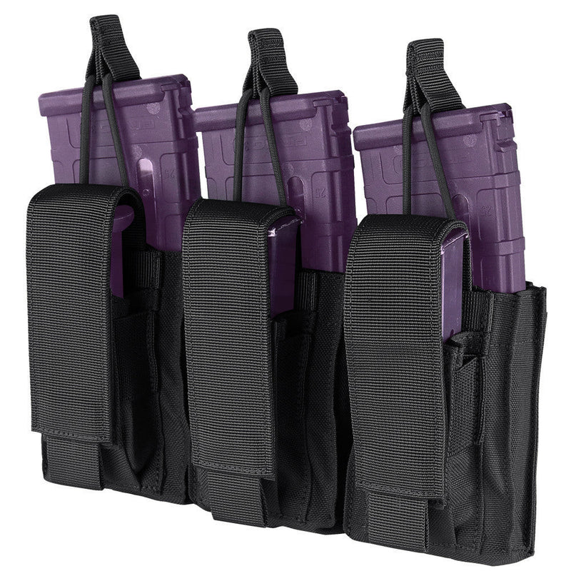Condor Black 5.56-.223 Molle Pals Tactical Open Top Triple Kangaroo Pouch Magazine Mag Pouch GENII