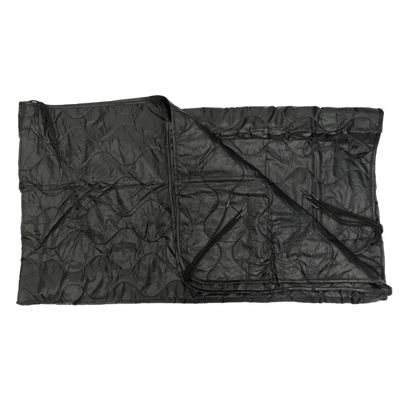 BLACK 86''L x 58''W G.I Style Poncho Liner Blanket Sleeping Bag Liner Rip-Stop Nylon w- Pouch