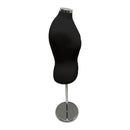 Black Adjustable Female Mannequin Blouse Form Neck Block With Chrome Base