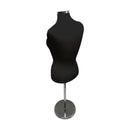 Black Adjustable Female Mannequin Blouse Form Neck Block With Chrome Base