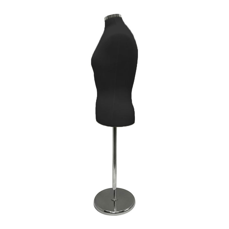Black Adjustable Female Mannequin Blouse Form Neck Block With Chrome Base
