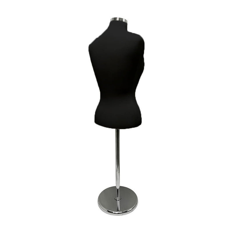 Black Adjustable Female Mannequin Blouse Form Neck Block With Chrome Base