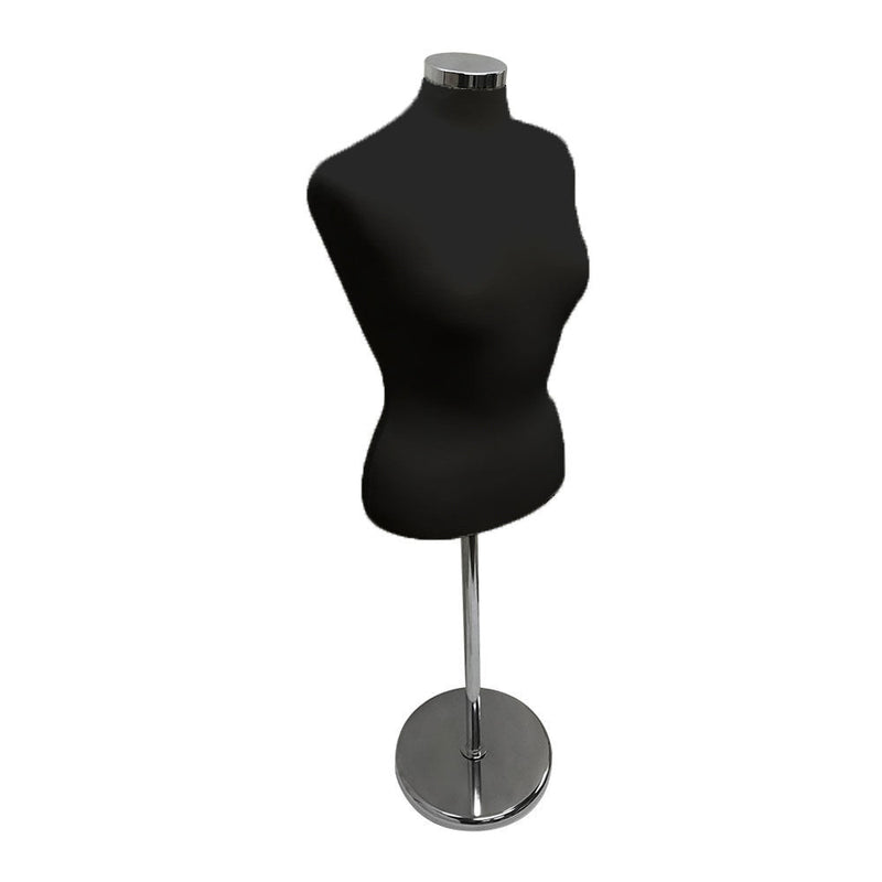 Black Adjustable Female Mannequin Blouse Form Neck Block With Chrome Base