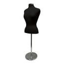 Black Adjustable Female Mannequin Blouse Form Neck Block With Chrome Base
