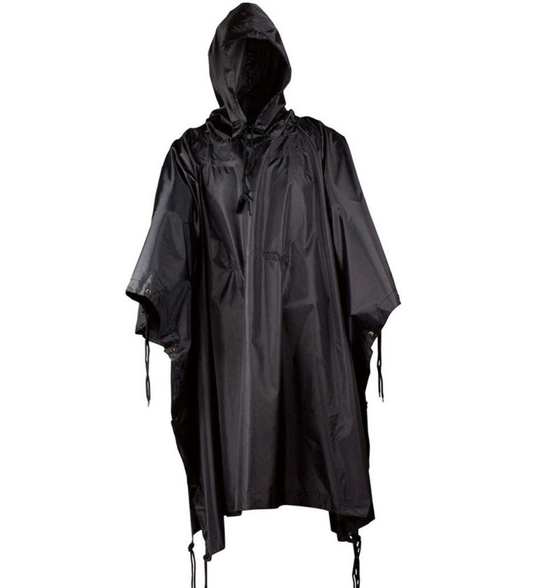 BLACK Military USMC G.I Style All Weather Poncho Raincoat Ripstop Nylon