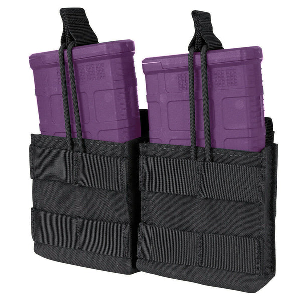 Condor BLACK Tactical Double 7.62 .308 Open Top Bungee Molle Magazine Mag Pouch