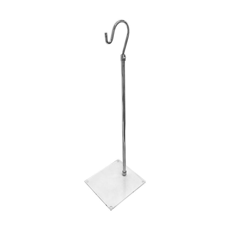 Chrome 42'' Adjustable Height Handbag Hook Stand Lucite Clear Acrylic Base