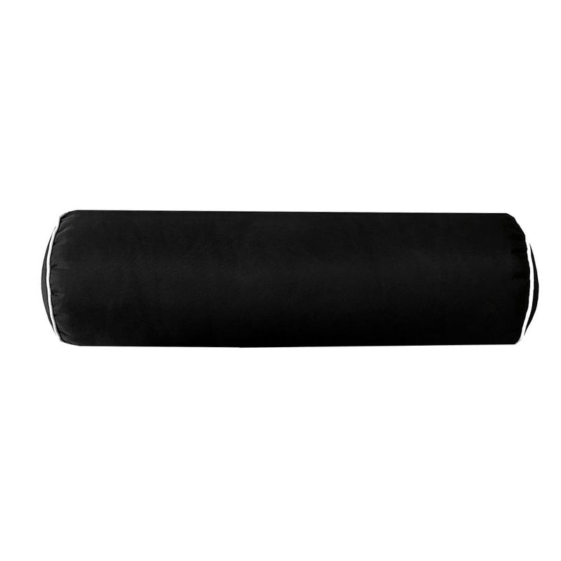Contrast Pipe Trim Large 26x6 Outdoor Bolster Pillow Cushion Insert Slip Cover AD109