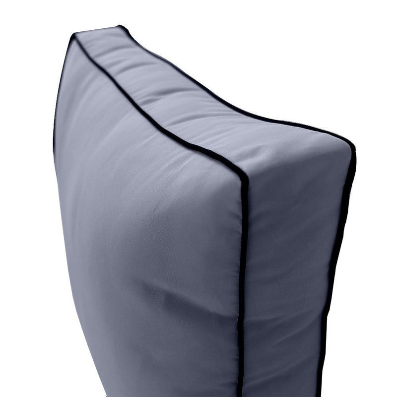 Medium Size 24x26x6 Contrast Trim Outdoor Deep Seat Backrest Cushion with Bolster, Water Repellent Patio Cushion Insert and Cover Set AD001
