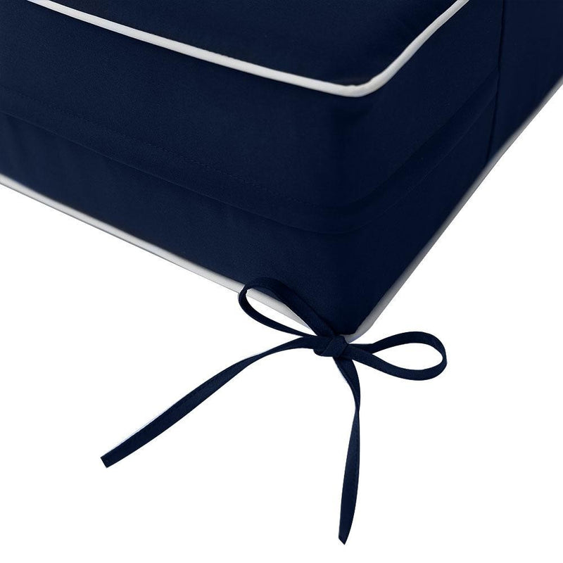 Medium Size 24x26x6 Contrast Trim Outdoor Deep Seat Backrest Cushion with Bolster, Water Repellent Patio Cushion Insert and Cover Set AD101