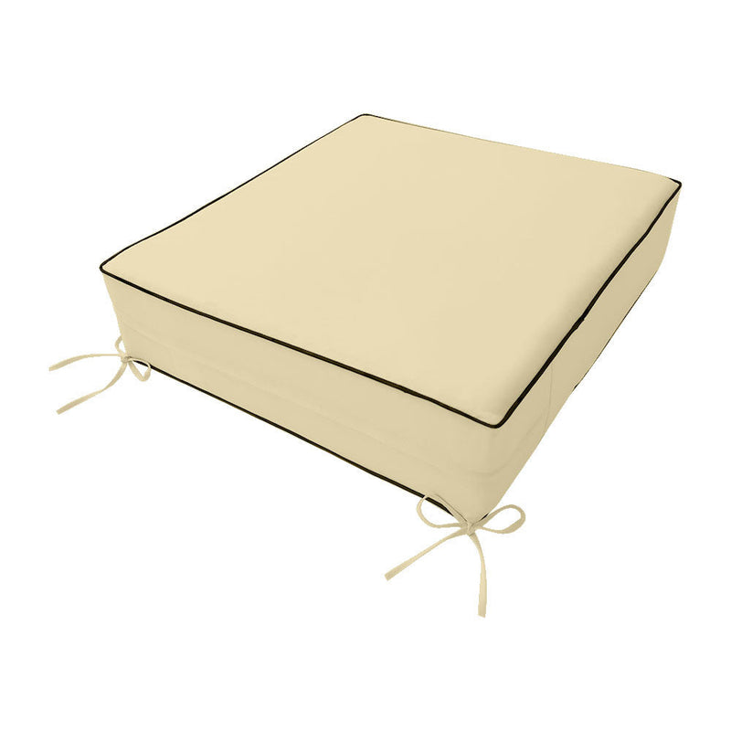 Medium Size 24x26x6 Contrast Trim Outdoor Deep Seat Backrest Cushion with Bolster, Water Repellent Patio Cushion Insert and Cover Set AD103