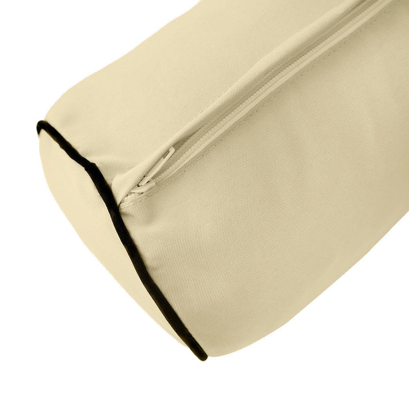 Medium Size 24x26x6 Contrast Trim Outdoor Deep Seat Backrest Cushion with Bolster, Water Repellent Patio Cushion Insert and Cover Set AD103