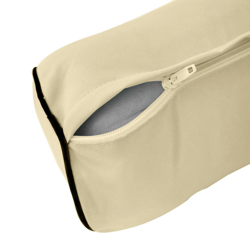 Medium Size 24x26x6 Contrast Trim Outdoor Deep Seat Backrest Cushion with Bolster, Water Repellent Patio Cushion Insert and Cover Set AD103