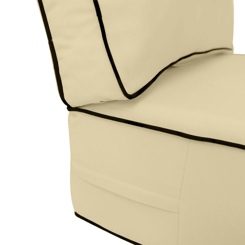 Medium Size 24x26x6 Contrast Trim Outdoor Deep Seat Backrest Cushion with Bolster, Water Repellent Patio Cushion Insert and Cover Set AD103